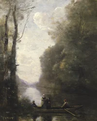 De Veerman verlaat de oever met twee vrouwen, 1865